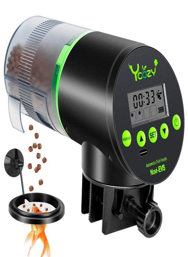 Ycozy Automatic Fish Feeder for Aquarium Plug-in Powered Type-C Cable Fish Feeder Automatic Dispenser for Small Tank/Betta/Turtle Upgraded Moisture-Proof Container with Floating Ring - Image 1